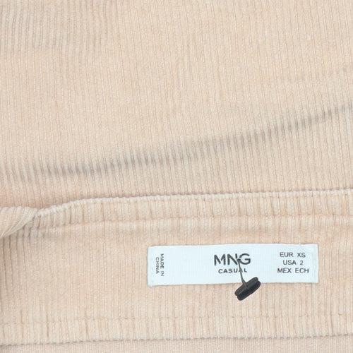 MNG Women Beige Corduroy Pinafore Dress XS Casual Short