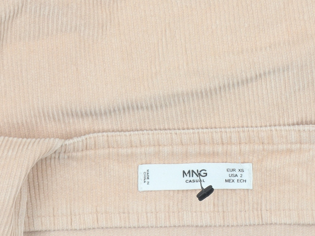 MNG Women Beige Corduroy Pinafore Dress XS Casual Short