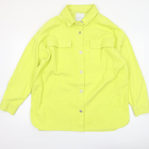 Denim Co. Women Yellow Corduroy Casual Jacket Size L 14-16