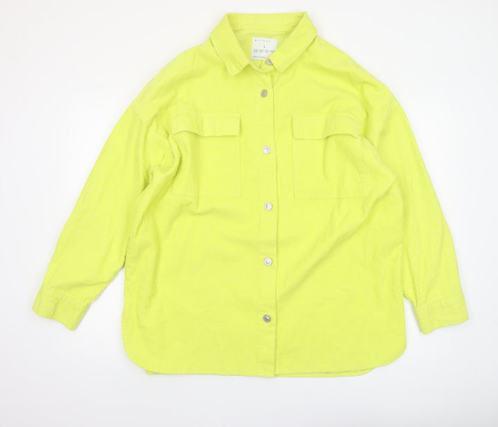 Denim Co. Women Yellow Corduroy Casual Jacket Size L 14-16