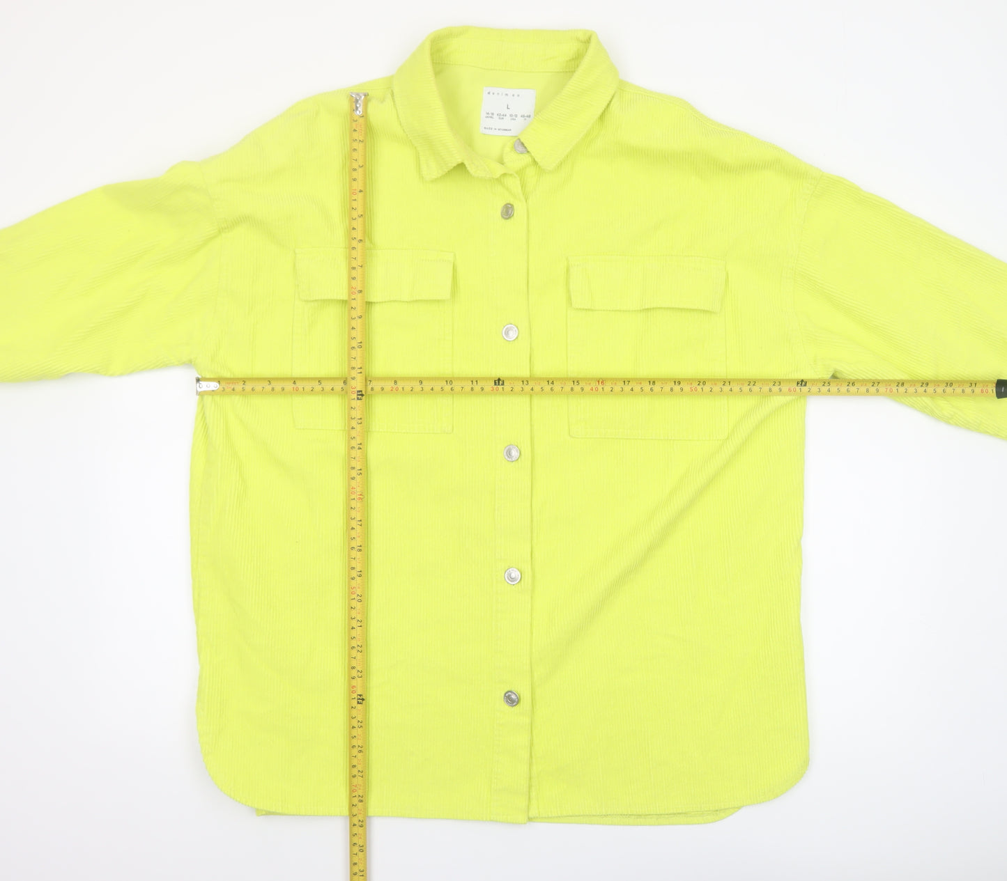 Denim Co. Women Yellow Corduroy Casual Jacket Size L 14-16