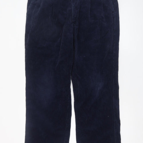 Marks and Spencer Men’s Blue Corduroy Pleated Trousers 38W 31L