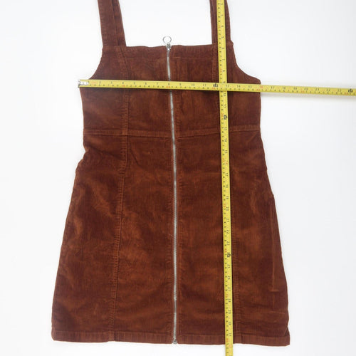 Denim Co Women Brown Corduroy Zip Pinafore Dress Size 14