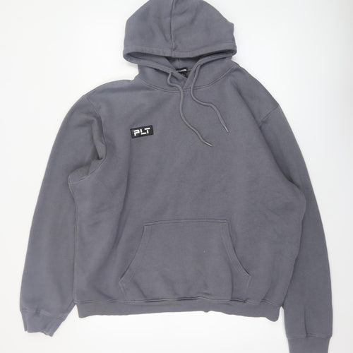 PrettyLittleThing Men's Grey Pullover Hoodie XL Fleece Cotton Blend