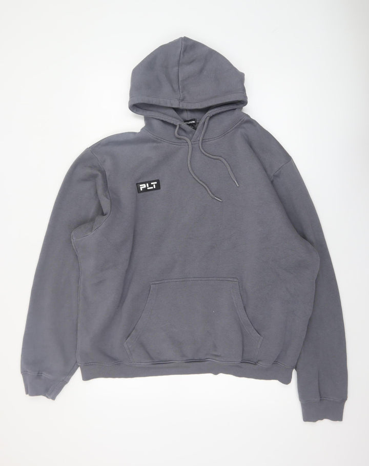 PrettyLittleThing Men's Grey Pullover Hoodie XL Fleece Cotton Blend