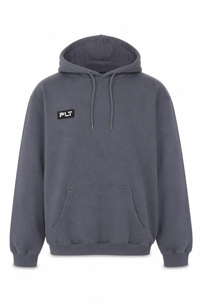Front view of PRETTYLITTLETHING Men's Grey Pullover Hoodie XL Fleece Cotton Blend