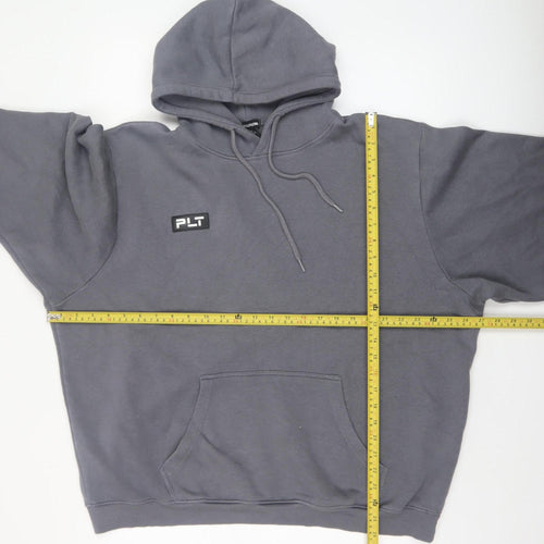 PrettyLittleThing Men's Grey Pullover Hoodie XL Fleece Cotton Blend
