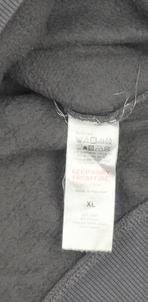 PrettyLittleThing Men's Grey Pullover Hoodie XL Fleece Cotton Blend