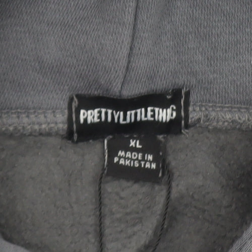 PrettyLittleThing Men's Grey Pullover Hoodie XL Fleece Cotton Blend