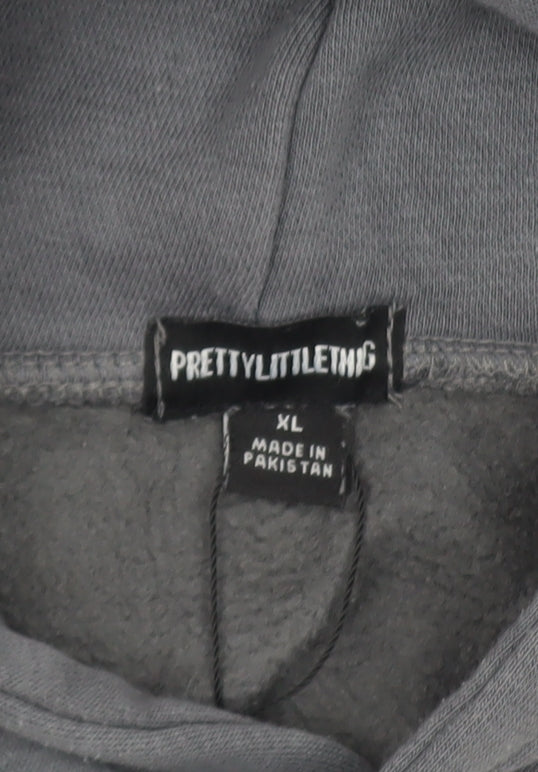 PrettyLittleThing Men's Grey Pullover Hoodie XL Fleece Cotton Blend