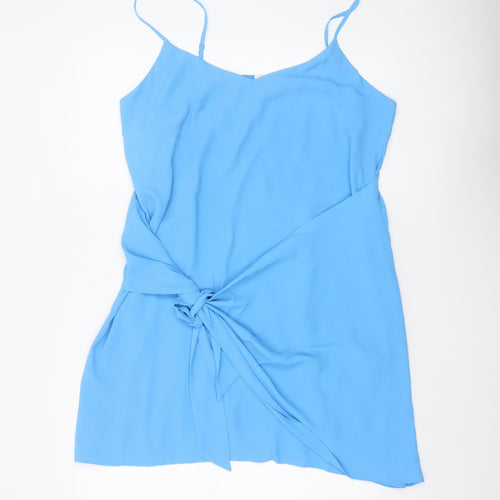 River Island Women Blue Size 16 Slip Dress with Tie Detail