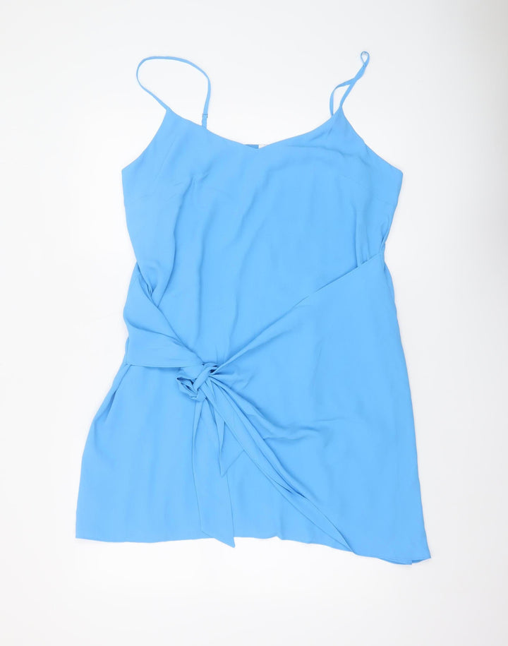 River Island Women Blue Size 16 Slip Dress with Tie Detail