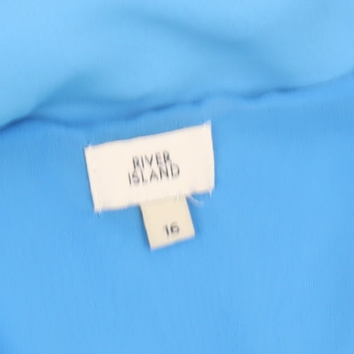 River Island Women Blue Size 16 Slip Dress with Tie Detail