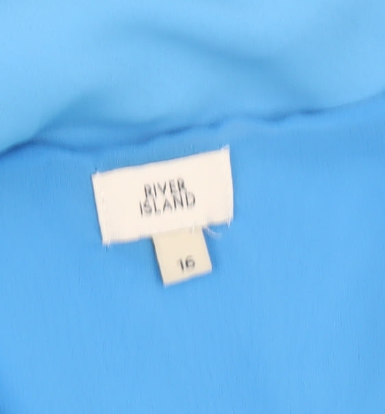 River Island Women Blue Size 16 Slip Dress with Tie Detail