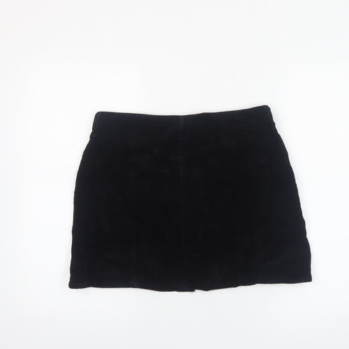 River Island Women’s Black Corduroy A-Line Button Skirt Size 10