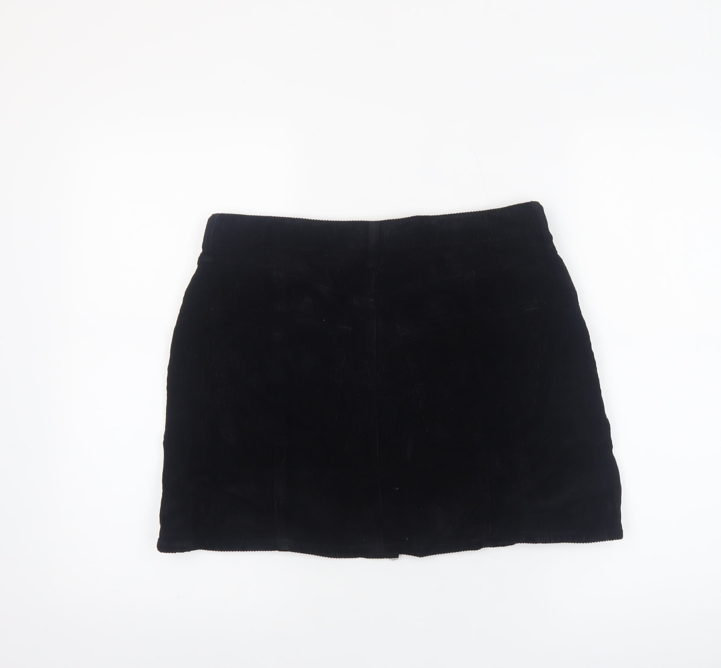 River Island Women’s Black Corduroy A-Line Button Skirt Size 10