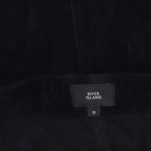 River Island Women’s Black Corduroy A-Line Button Skirt Size 10