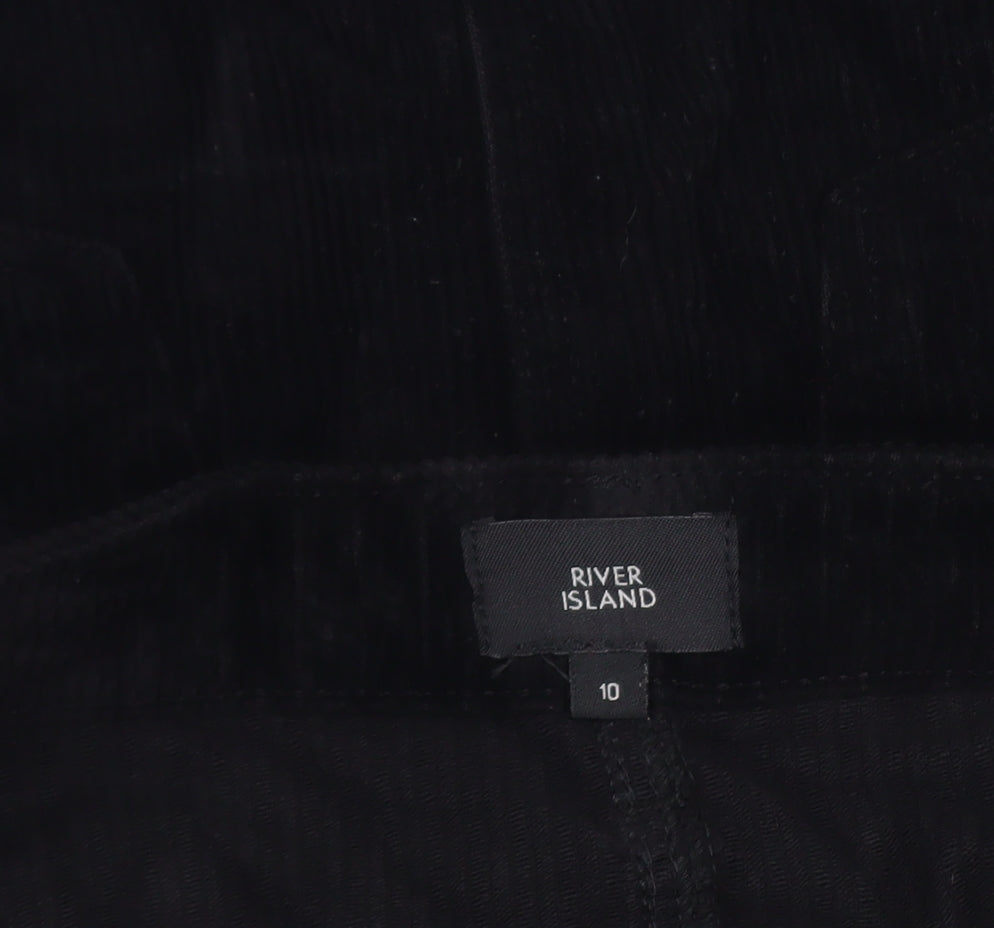 River Island Women’s Black Corduroy A-Line Button Skirt Size 10