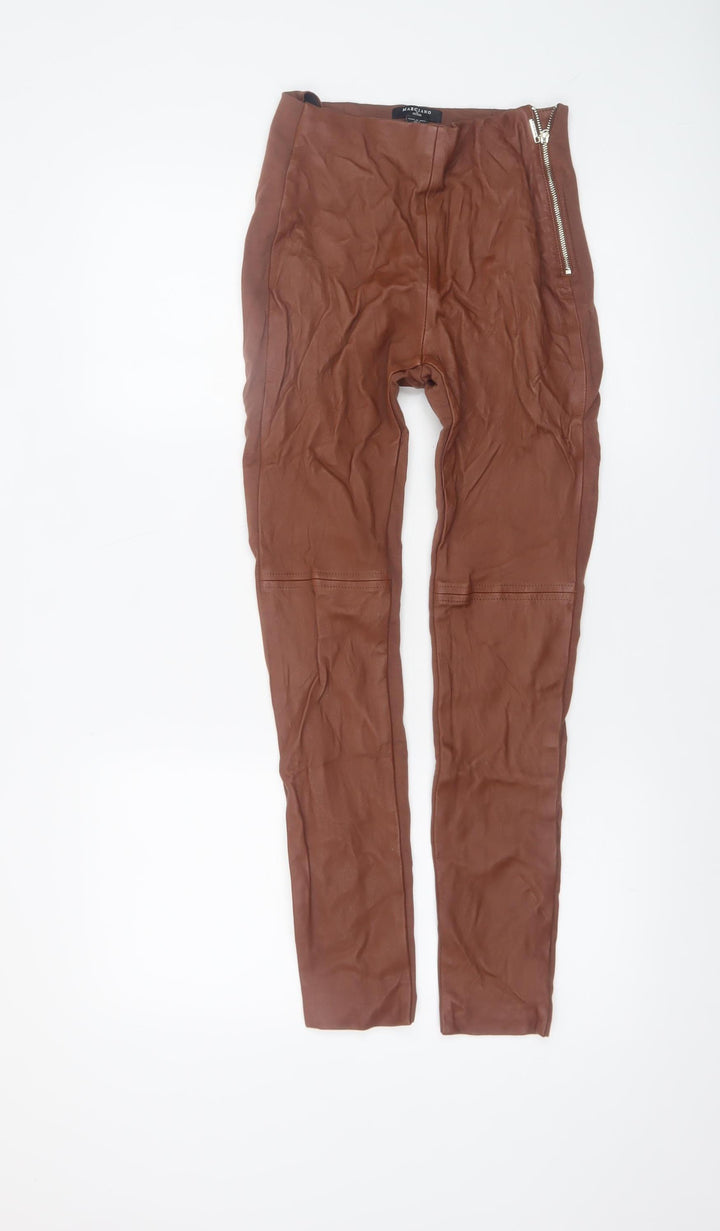 Guess Marciano Women’s Brown Leather Skinny Trousers Size 12