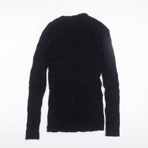 Zara Women Black V-Neck Slim Fit Knit Cardigan Size M