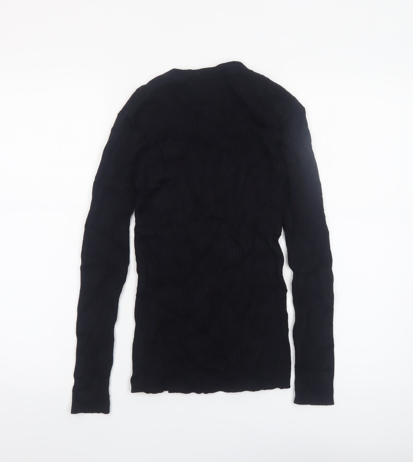 Zara Women Black V-Neck Slim Fit Knit Cardigan Size M