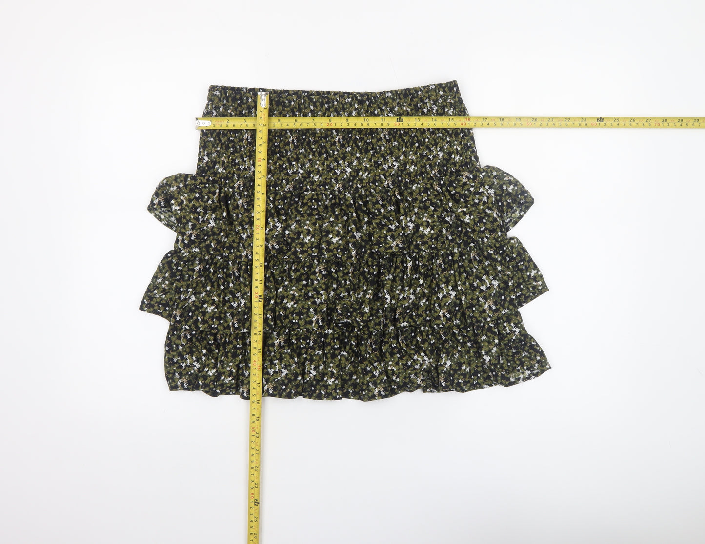 Michael Kors Women's Green Floral Ruffle Mini Skirt Size M