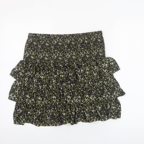 Michael Kors Women's Green Floral Ruffle Mini Skirt Size M