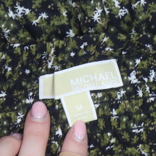 Michael Kors Women's Green Floral Ruffle Mini Skirt Size M