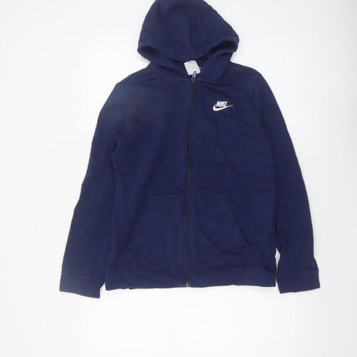 Nike Boys Navy Full Zip Hoodie XL 158-170cm Cotton Blend Casual Wear