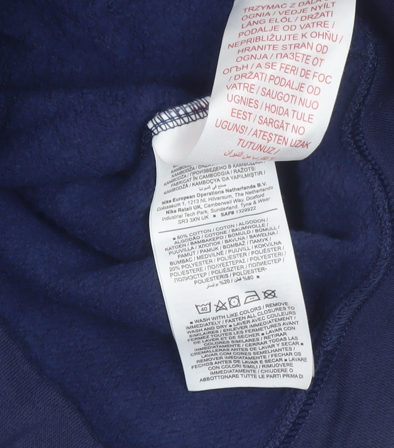 Nike Boys Navy Full Zip Hoodie XL 158-170cm Cotton Blend Casual Wear