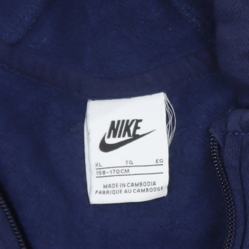 Nike Boys Navy Full Zip Hoodie XL 158-170cm Cotton Blend Casual Wear
