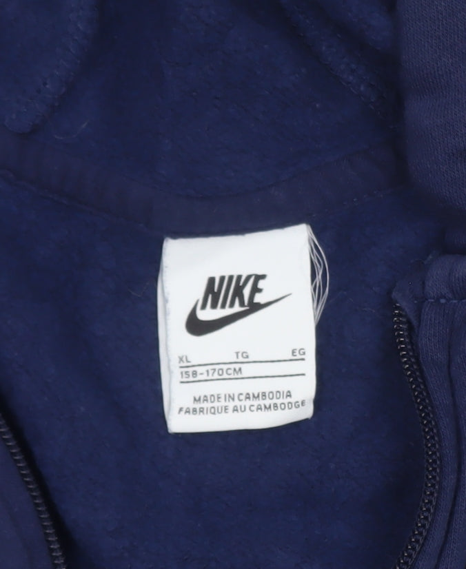Nike Boys Navy Full Zip Hoodie XL 158-170cm Cotton Blend Casual Wear