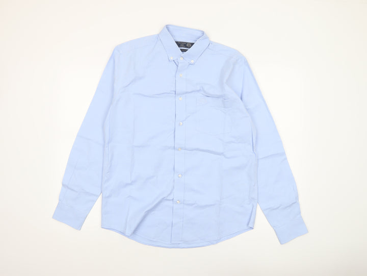 Paul Costelloe Living Men's Blue Regular Fit Long Sleeve Dress Shirt M