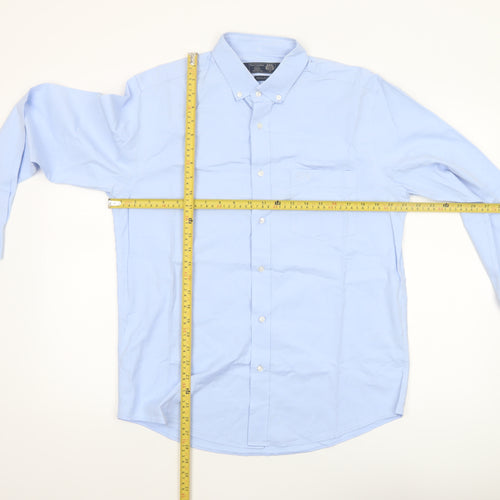 Paul Costelloe Living Men's Blue Regular Fit Long Sleeve Dress Shirt M