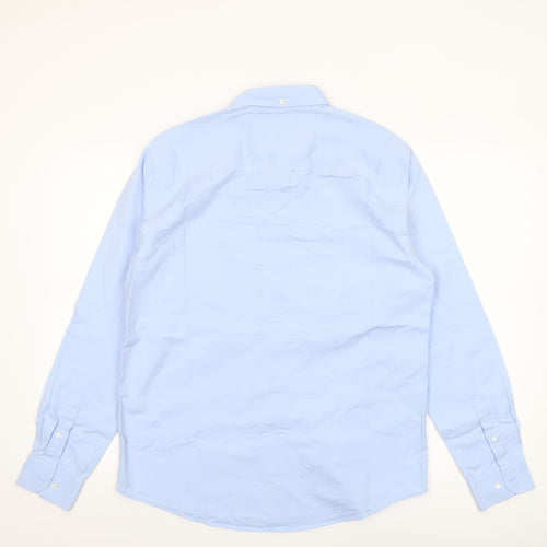 Paul Costelloe Living Men's Blue Regular Fit Long Sleeve Dress Shirt M