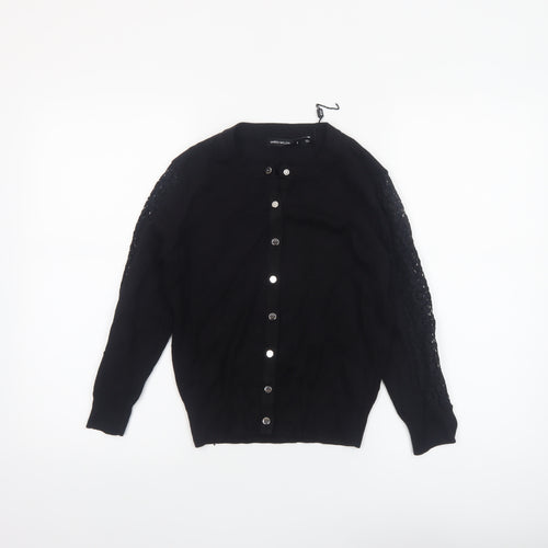 Karen Millen Women's Black Crochet Long Sleeve Cardigan Size S