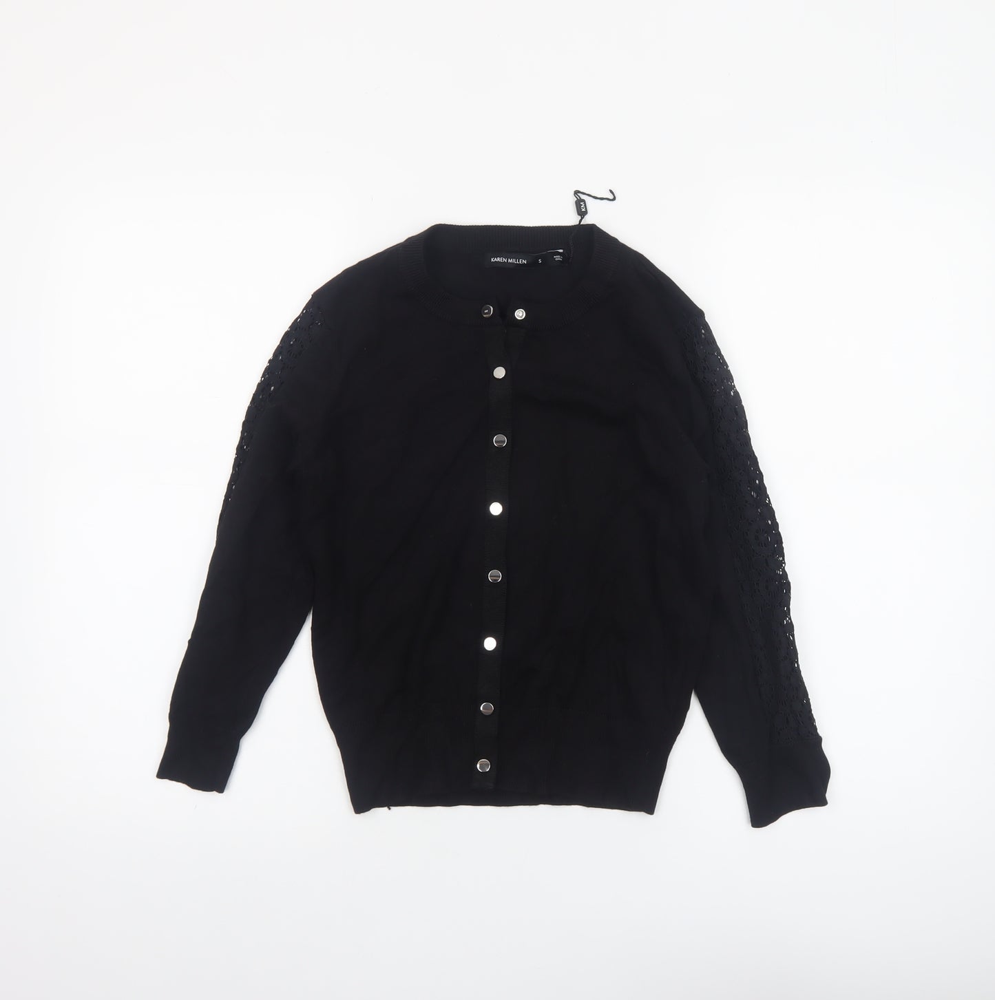Karen Millen Women's Black Crochet Long Sleeve Cardigan Size S