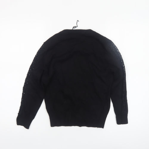 Karen Millen Women's Black Crochet Long Sleeve Cardigan Size S