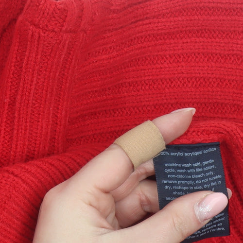 Tommy Hilfiger Women’s Red Cable Knit Jumper Size S Crew Neck