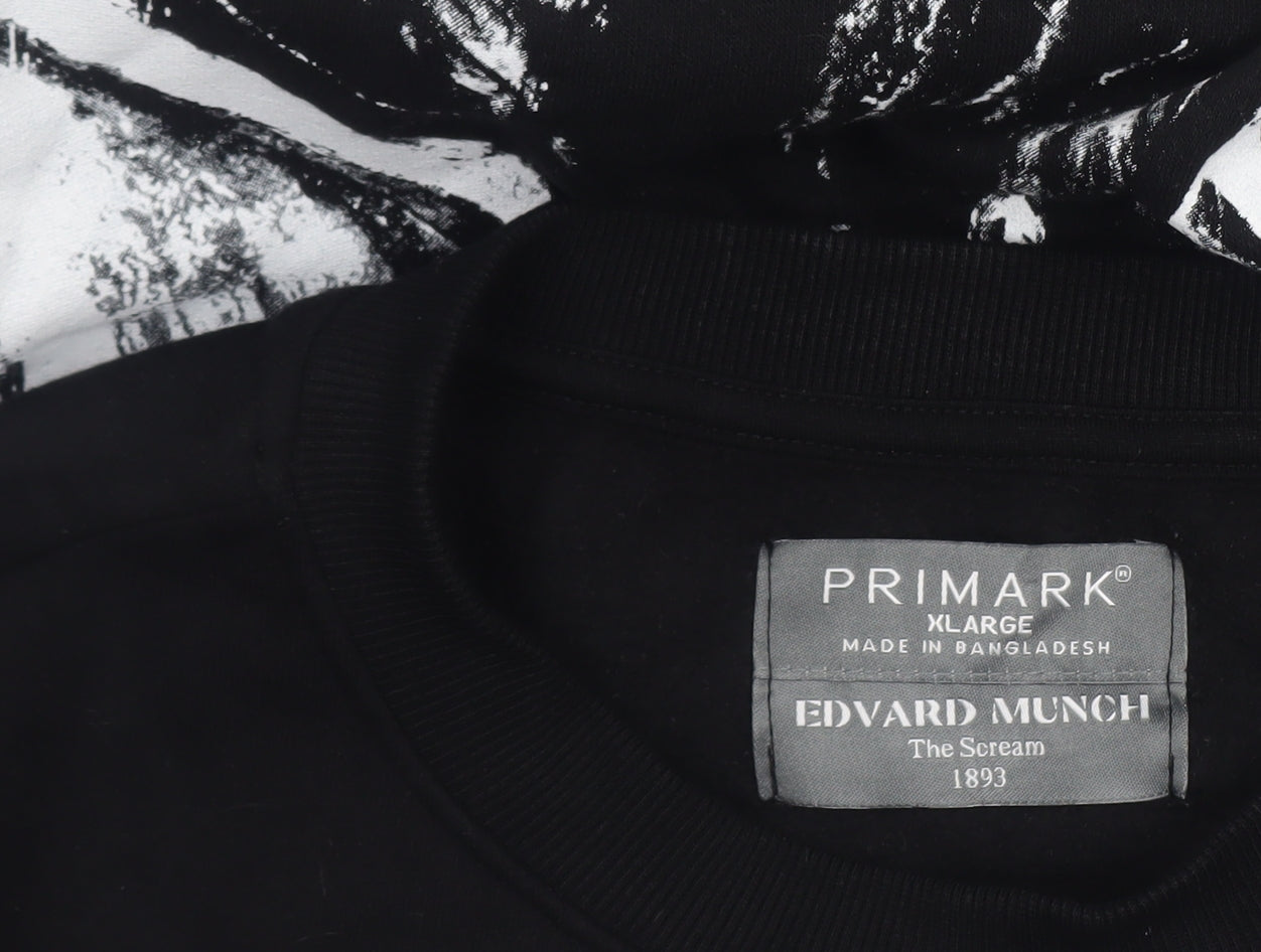Primark Men's Black XL The Scream Edvard Munch Graphic Pullover Sweatshirt
