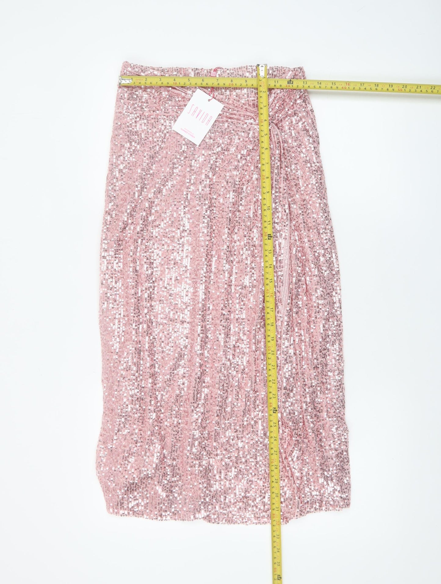 Savida Women Pink Sequin Midi Skirt Small Polyester Partywear