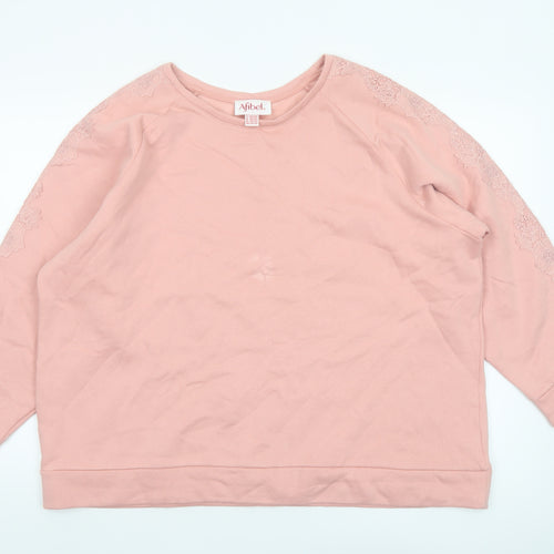 Afibel Womens Pink Lace Sleeve Pullover Sweatshirt UK 20/22