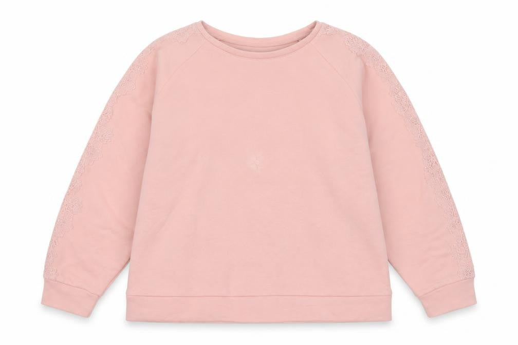 Front view of Afibel women’s pink lace sleeve pullover sweatshirt uk 20/22