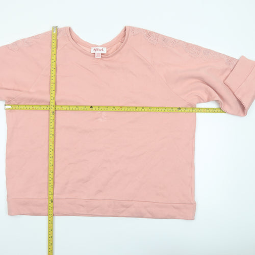 Afibel Womens Pink Lace Sleeve Pullover Sweatshirt UK 20/22