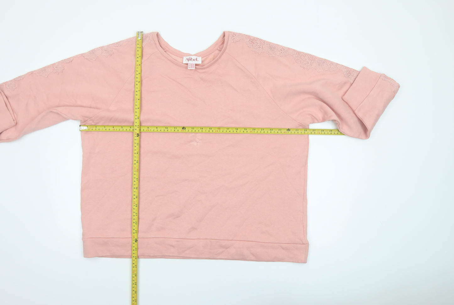 Afibel Womens Pink Lace Sleeve Pullover Sweatshirt UK 20/22