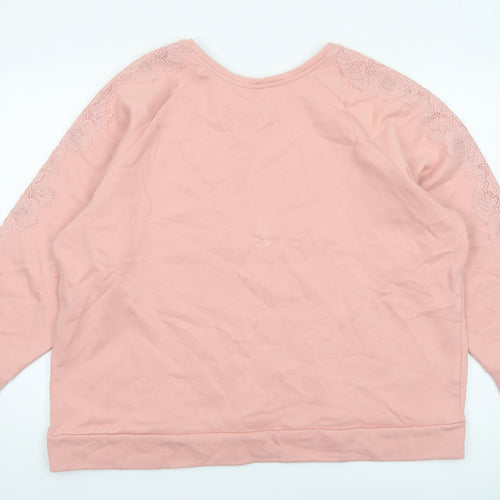 Afibel Womens Pink Lace Sleeve Pullover Sweatshirt UK 20/22