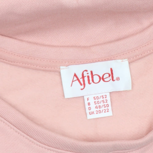 Afibel Womens Pink Lace Sleeve Pullover Sweatshirt UK 20/22