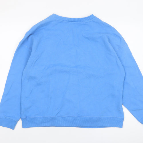 River Island Women Blue Medium Pullover Sweatshirt with Rhinestone Logo