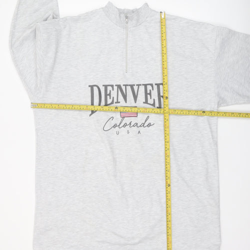 ASOS Design Women Grey 1/4 Zip Denver Graphic Sweatshirt Size 14