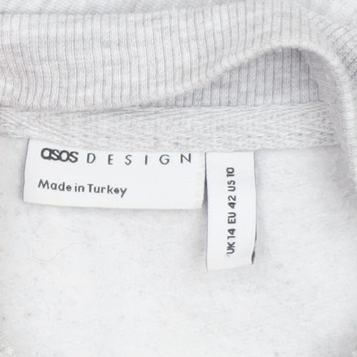 ASOS Design Women Grey 1/4 Zip Denver Graphic Sweatshirt Size 14